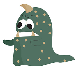Image showing Green and brown monster with one horn looks terrifying vector or