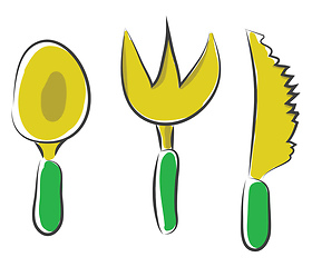 Image showing Cartoon Noah spoon kife and fork vector or color illustration