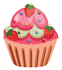 Image showing rut cupcake with strawberries as a roastingillustration vector o