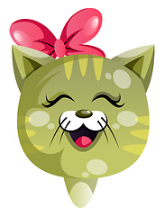 Image showing Cartoon cat with tie on her head vector illustration on white ba