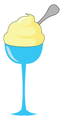 Image showing Clipart of yellow-flavored ice cream in elegant blue glassware w