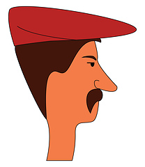 Image showing Man wearing red hat with mustaches illustration vector on white 