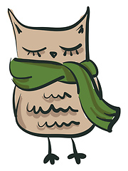 Image showing An owl wearing muffler vector or color illustration