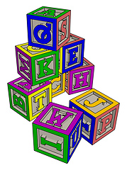 Image showing Various colorful toy blocks vector illustration on white backgro