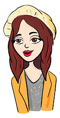 Image showing Clipart of a brown-haired girl with a hat vector or color illust