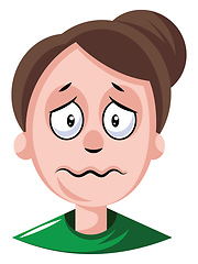 Image showing Woman with hair tied in a bun is depressed illustration vector o