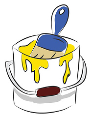 Image showing Paint bucket with yellow paint and a brush inside vector illustr