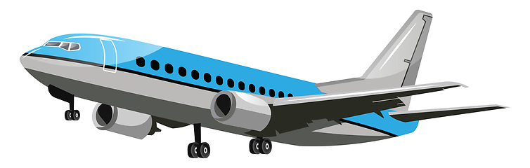 Image showing Blue and grey vector illustration of an airplane white backgroun