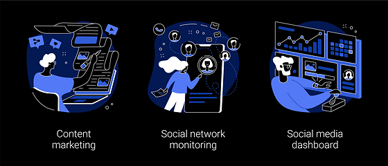 Image showing SMM strategy abstract concept vector illustrations.