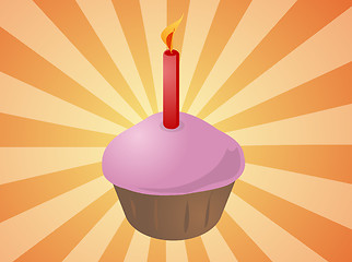 Image showing Birthday cupcake with candle