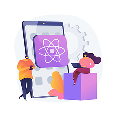 Image showing React native mobile app abstract concept vector illustration.