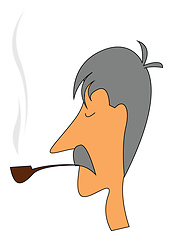 Image showing Smoking Oldman vector or color illustration