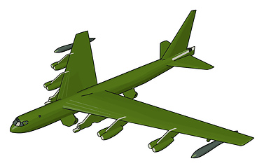 Image showing Green military airplane with missiles vector illustration on whi