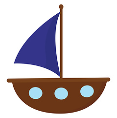 Image showing Portrait of a brown cartoon boat vector or color illustration