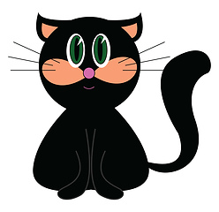 Image showing Little black cat vector illustration on white background