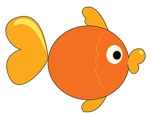 Image showing Painting of an orange fish, vector or color illustration. 