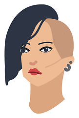 Image showing Portrait of a girkl with blue hairvector illustration on white b