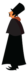 Image showing A man in a black coat, vector color illustration.
