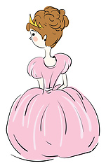 Image showing Cute princess in a baby pink ball gown and crown vector illustra
