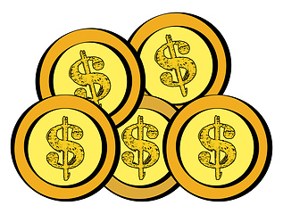 Image showing Golden dollar coins vector or color illustration