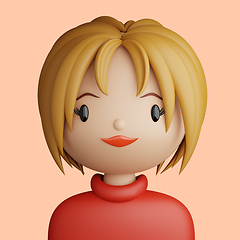 Image showing 3D cartoon avatar of smiling young blonde woman.