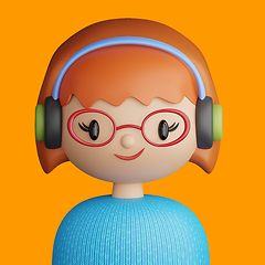 Image showing 3D cartoon avatar of smiling red haired young woman