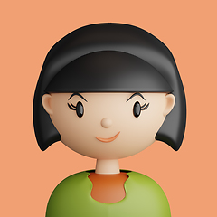 Image showing 3D cartoon avatar of smiling young  woman.