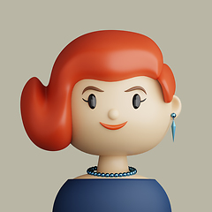 Image showing 3D cartoon avatar of smiling red haired young woman