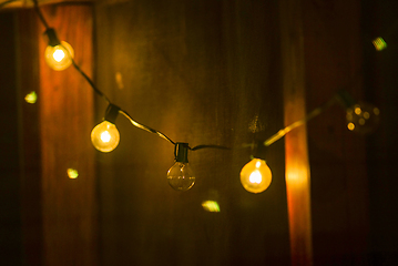 Image showing deck or porch decorated with lights