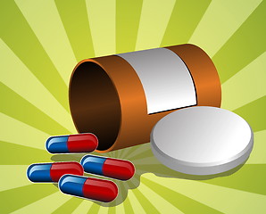 Image showing Illustration of open pillbox with pills