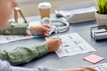 Image showing hands with mockup working on ui design at office