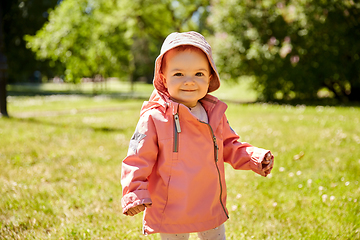 Image showing happy little baby girl at park in summer