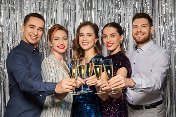 Image showing happy friends toasting champagne glasses at party