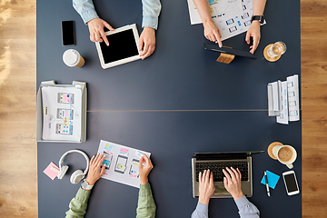 Image showing business team with gadgets working at office table