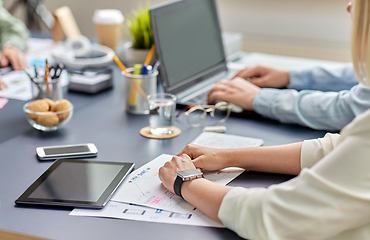 Image showing hands with mockup working on ui design at office