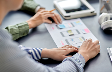 Image showing business team with gadgets working at office table