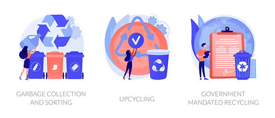 Image showing Waste collection and recycling problems abstract concept vector illustrations.