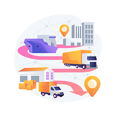 Image showing Blockchain in transport technology abstract concept vector illustration.