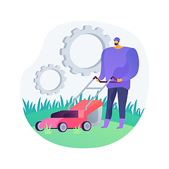 Image showing Lawn mowing service abstract concept vector illustration.