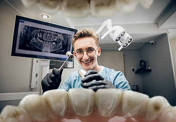 Image showing Doctor looking into the mouth, checking, examining teeth