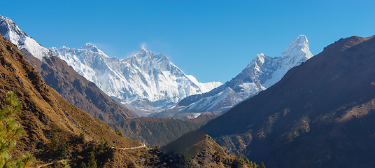 Image showing Everest, Lhotse and Ama Dablam summits. 