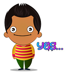 Image showing Boy is saying yes,, illustration, vector on white background.