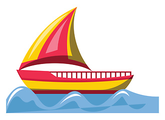 Image showing Red and yellow sailing ship vector illustration on white backgro