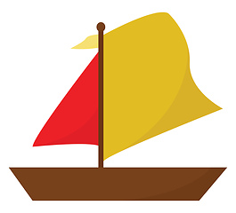 Image showing Clipart of a boat in red and yellow color vector or color illust