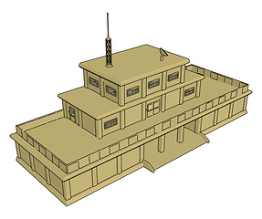 Image showing 3D vector illustration on white background  of a military barrac