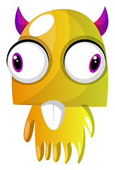 Image showing Yellow monster with pink horns and big eyes illustration vector 