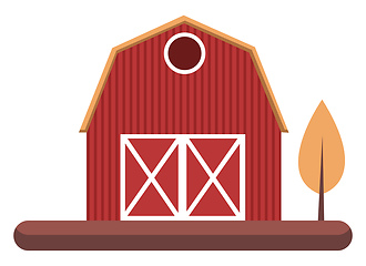 Image showing Simple cartoon red building vector illustartion on white backgro