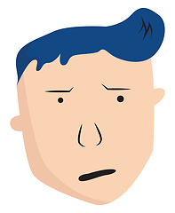 Image showing Clipart of a curious boy with blue hair vector or color illustra
