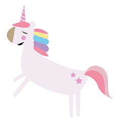 Image showing Picture of unicorn jumping in the air illustration color vector 