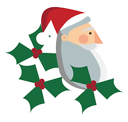 Image showing Santa Claus illustration with a long red cap and a white beard v